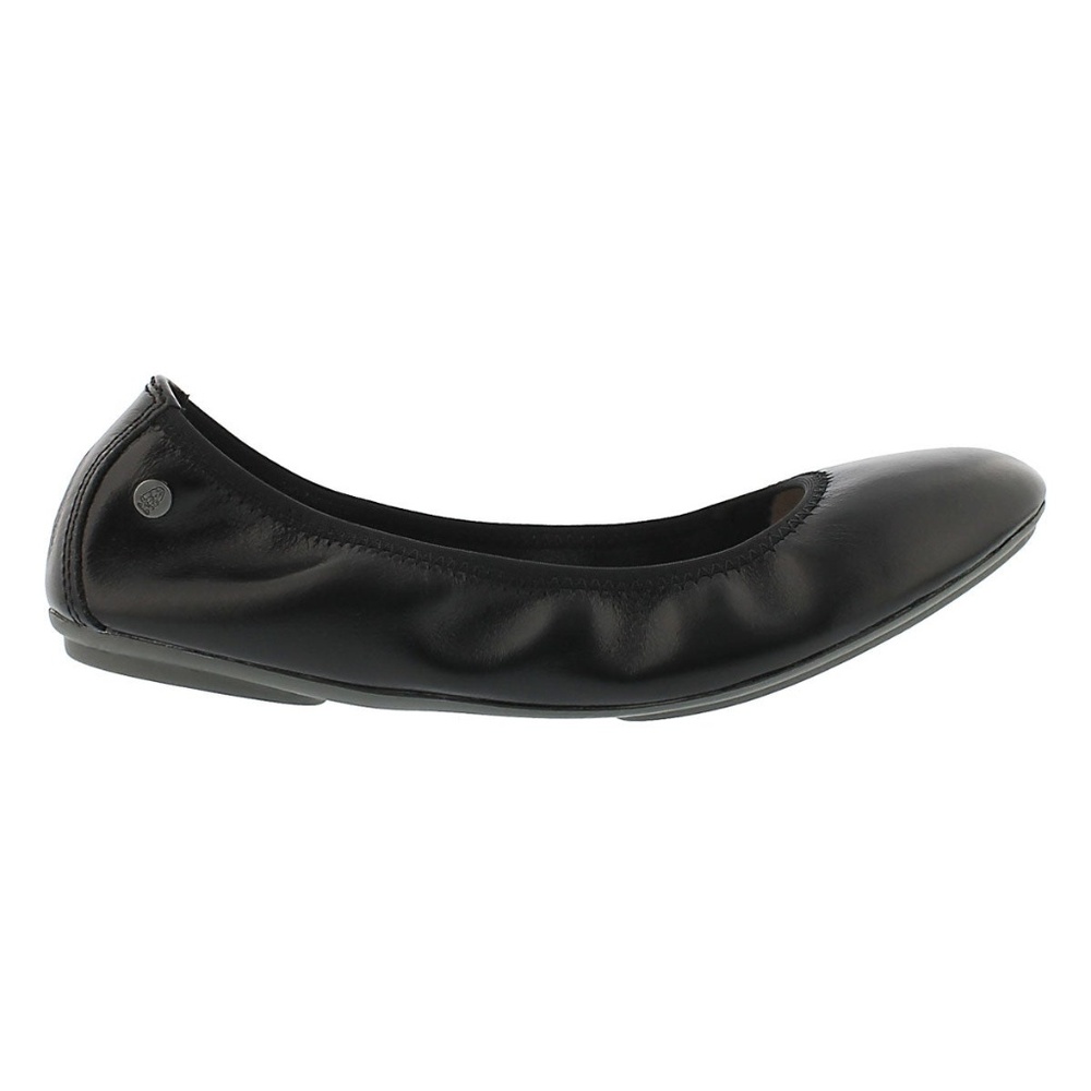 Hush Puppies Black Leather Chaste Ballet Flats
